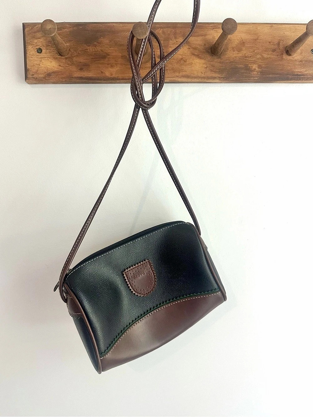 Esprit Color Block Crossbody Bag Black, Green & Brown Like New